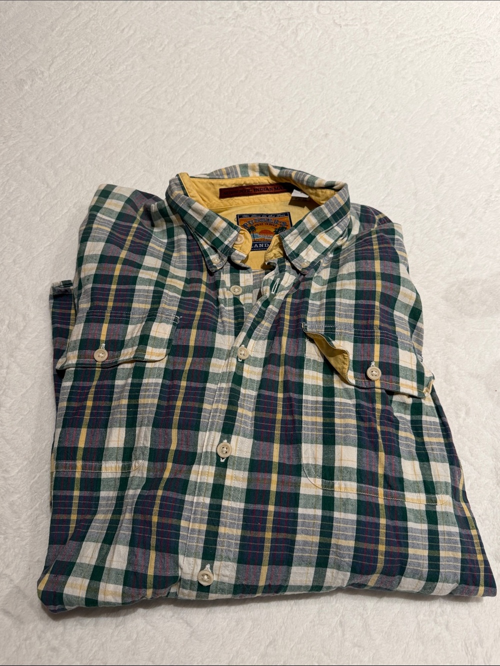 Men's Plaid Button-Down Shirt - Green Multicolor Pusser’s West Indies size L